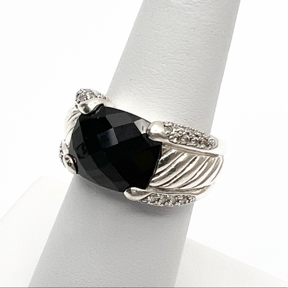 DAVID YURMAN Onyx & Diamond Cable Ring - Picture 3 of 13